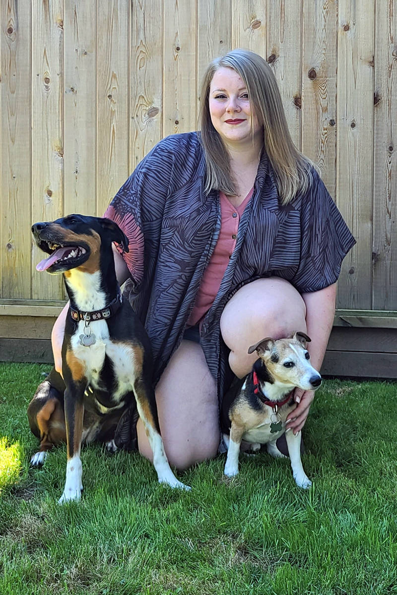 Kaneycia Bush-McLean, a Langley City resident who works as a registered veterinary technician seen here with, with Quila (L) and Koda (R) said pet owners need to understand the hazards of the current heat wave. The clinic she works at had 15 heat stroke cases in one eight-hour shift, 13 fatal. (Special to Langley Advance Times)