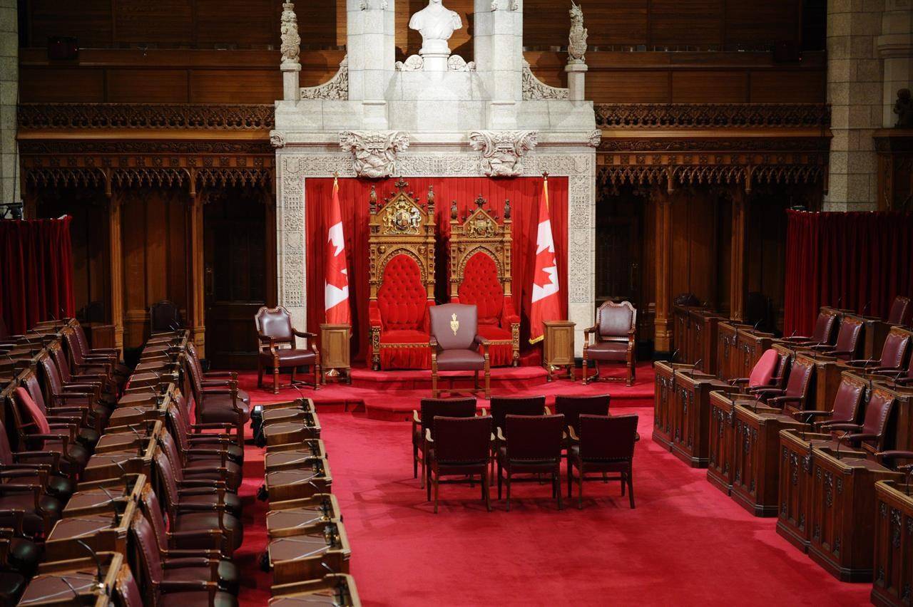 The Senate chamber is shown in Ottawa, Friday June 3, 2011. The Senate is set to hold third-reading debate on bills to implement the Liberal government’s budget and to establish net-zero emissions by 2050 before it rises tonight for the summer and a possible fall election. THE CANADIAN PRESS/Sean Kilpatrick