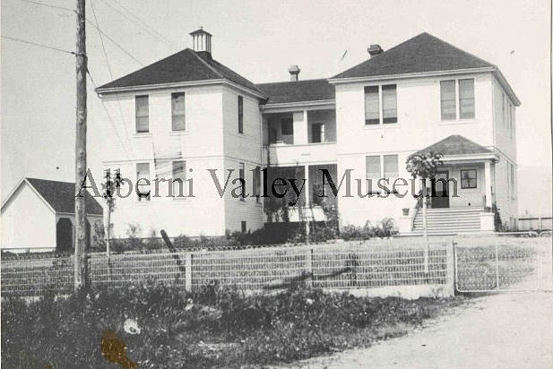 West Coast General Hospital, as depicted sometime between 1913-1915, was a two-storey building with two wings connected by a central piece. The hospital was located near the spot where the Port Alberni RCMP building is today, and underwent a few renovations over the years. A number of patients were treated here during the 1918 Spanish flu epidemic. This is one of 24,000 photos contained in the Alberni Valley Museum’s online archives, available at https://portalberni.pastperfectonline.com. (PHOTO PN00108 COURTESY ALBERNI VALLEY MUSEUM)