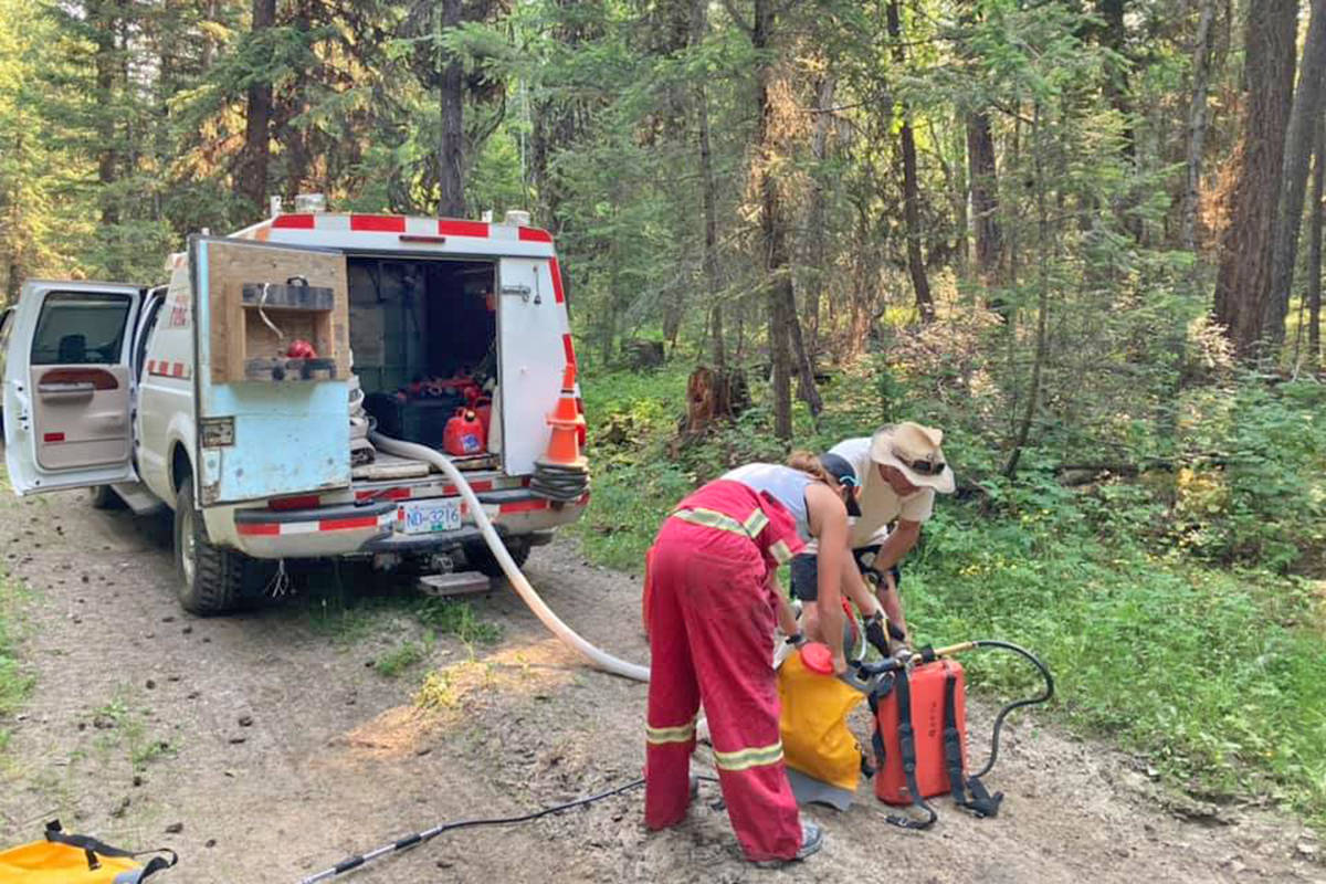 A lightning-caused fire was extinguished at McLeese Lake Thursday, July 1. (Ian Hicks photo)