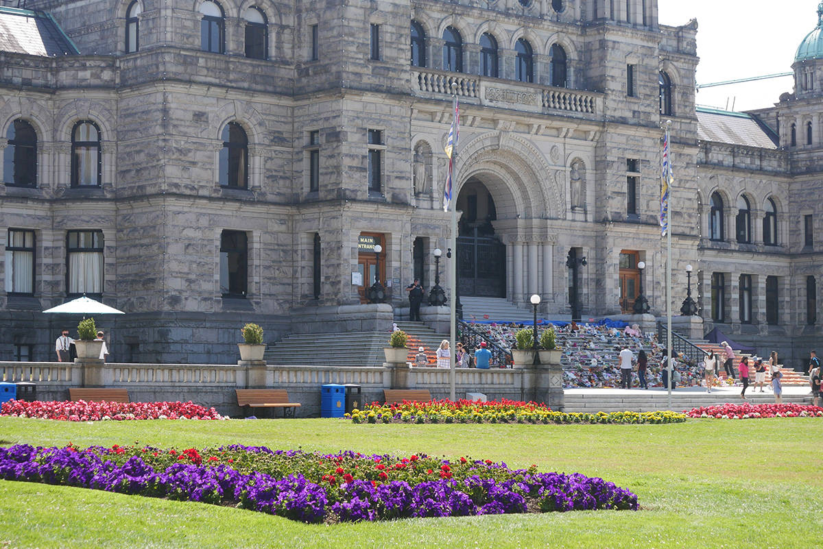 Indoor tours resumed July 2 at the B.C. Legislature for the first time since March 2020. Outdoor tours have been running since June. (Evert Lindquist/News Staff)