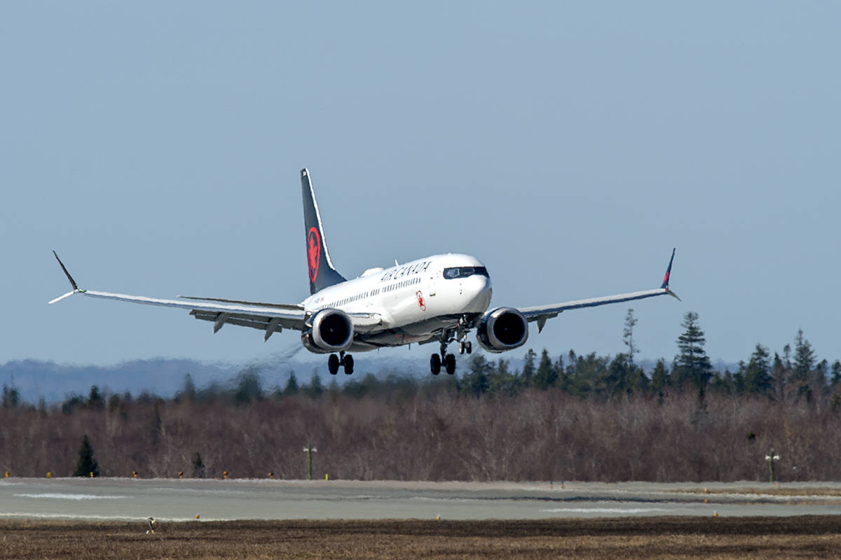 FILE – An Air Canada Boeing 737 MAX 8 jet arrives at Halifax Stanfield International Airport on Friday, April 9, 2021. THE CANADIAN PRESS/Andrew Vaughan