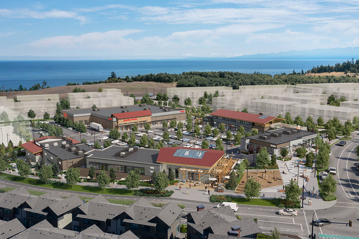 Rendering shows The Commons, the commercial aspect of the first development on the south side of Latoria Boulevard at Royal Bay in Colwood. (Courtesy Tavola Strategy Group)
