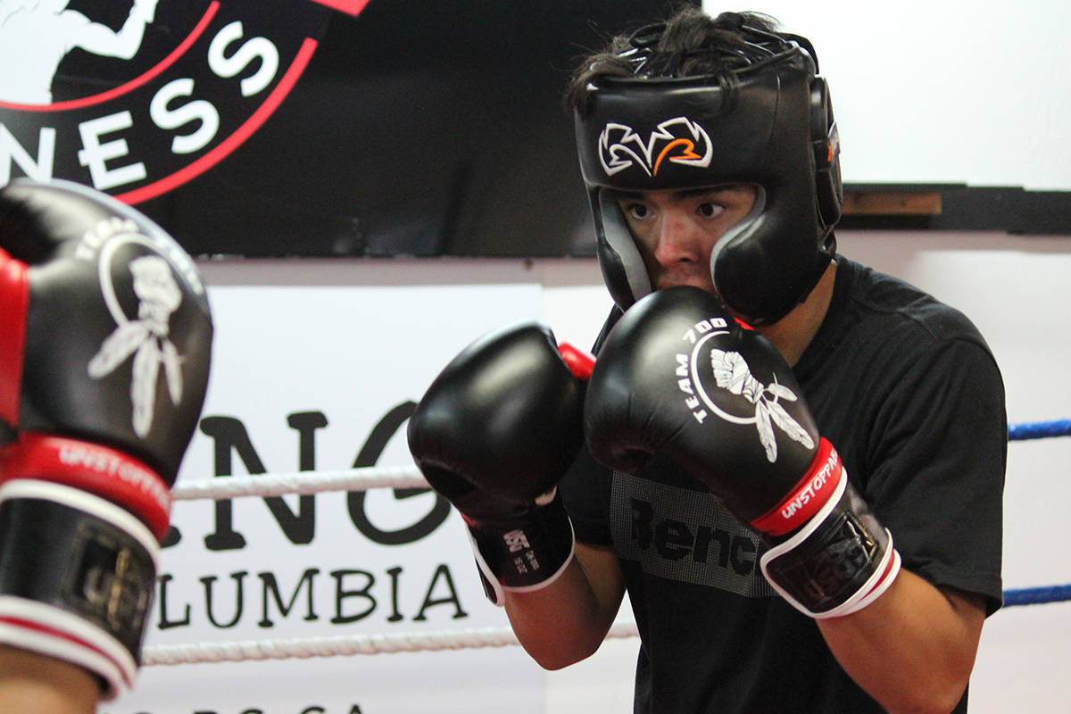 Walter Fred during Team 700 training on July 21. The Indigenous youth boxing team has started a GoFundMe with a goal to raise $20,000 to continue running the program. (Karl Yu/News Bulletin)