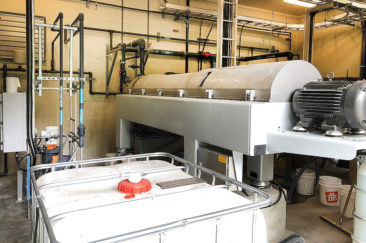 The District of Sooke installed a new centrifuge at its wastewater treatment plant last year. The centrifuge is designed for a higher standard for process performance as well as for environmental impacts. An expansion of the plant is in the works, thanks to an influx of provincial funding. (Contributed - Sooke News Mirror)
