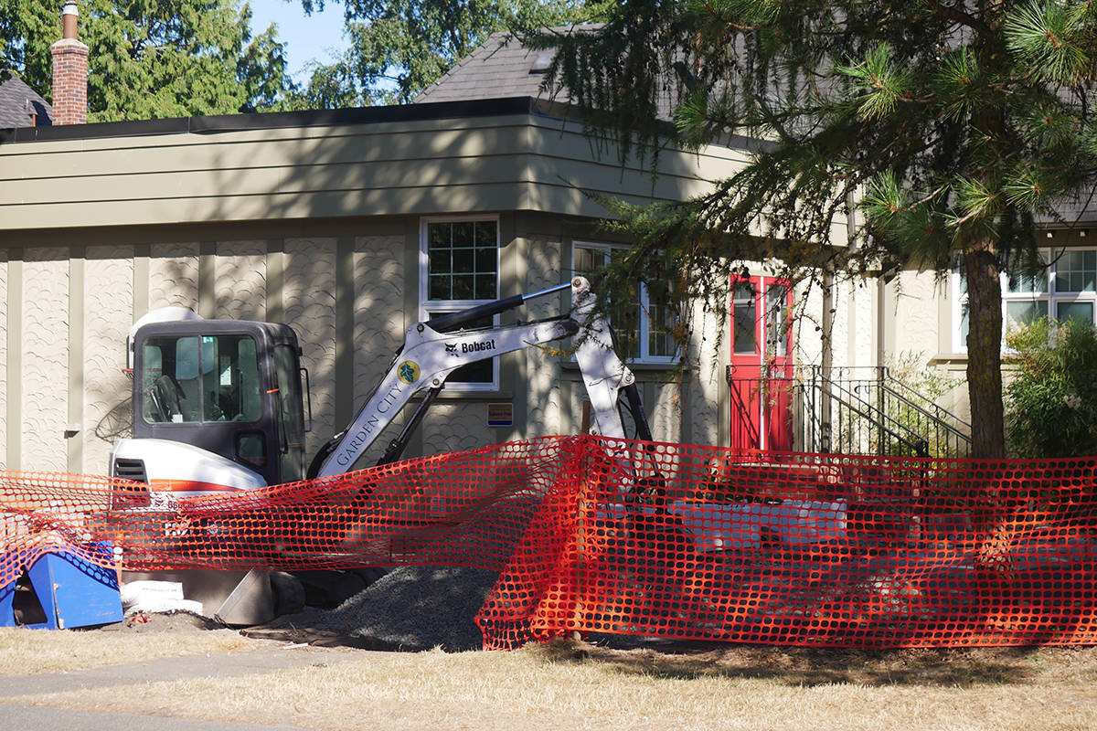 Construction on St. Christopher’s Montessori School’s outdoor space this summer will result in a safe and refined playground that will be available for students by September. (Evert Lindquist/News Staff)