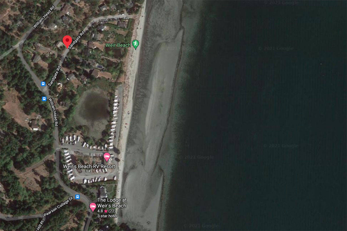 Two people were rescued by helicopter off the Metchosin coastline Aug. 2 after going missing the night before. (Google Maps)
