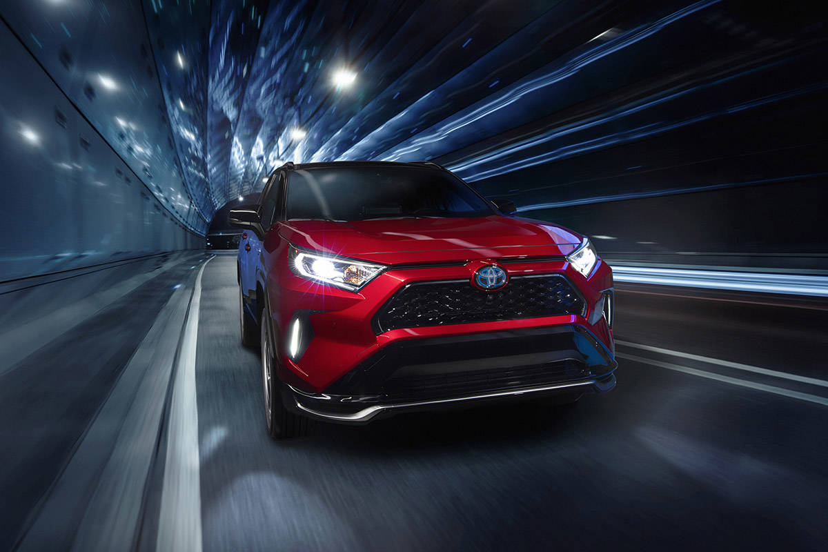 With 302 horsepower, the RAV4 Prime is a sporty machine that can zip to 60 mph (96 km/h) from rest in less than six seconds, so it’s important for the interior to look the part. PHOTO: TOYOTA