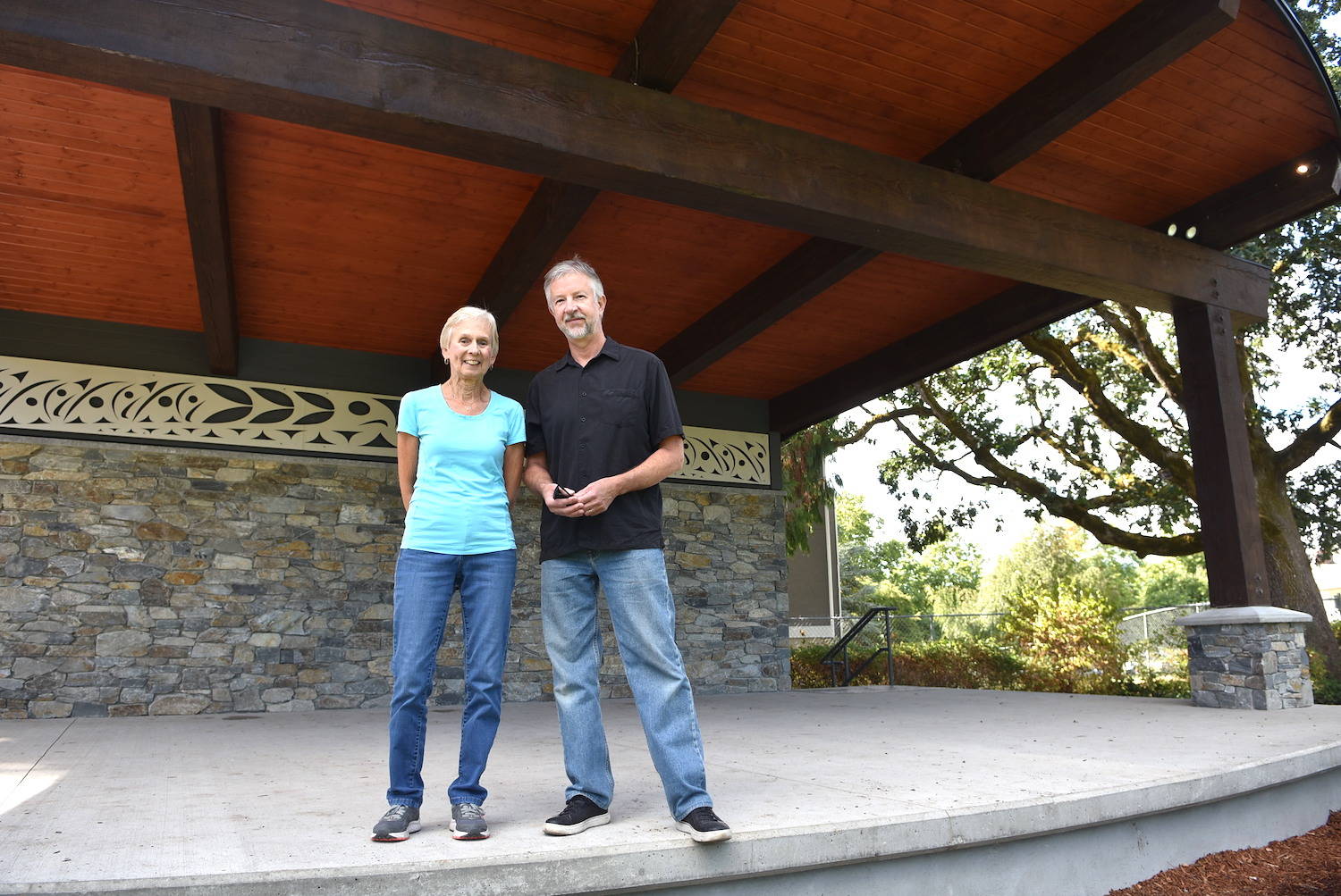 The performance stage in Pioneer Park in Brentwood Bay is one of the venues for “The Incredible Adventures of Mary Jane Mosquito, presented by Kaleidoscope Theatre for Young People at different locations in July and August. (Black Press file Media photo)