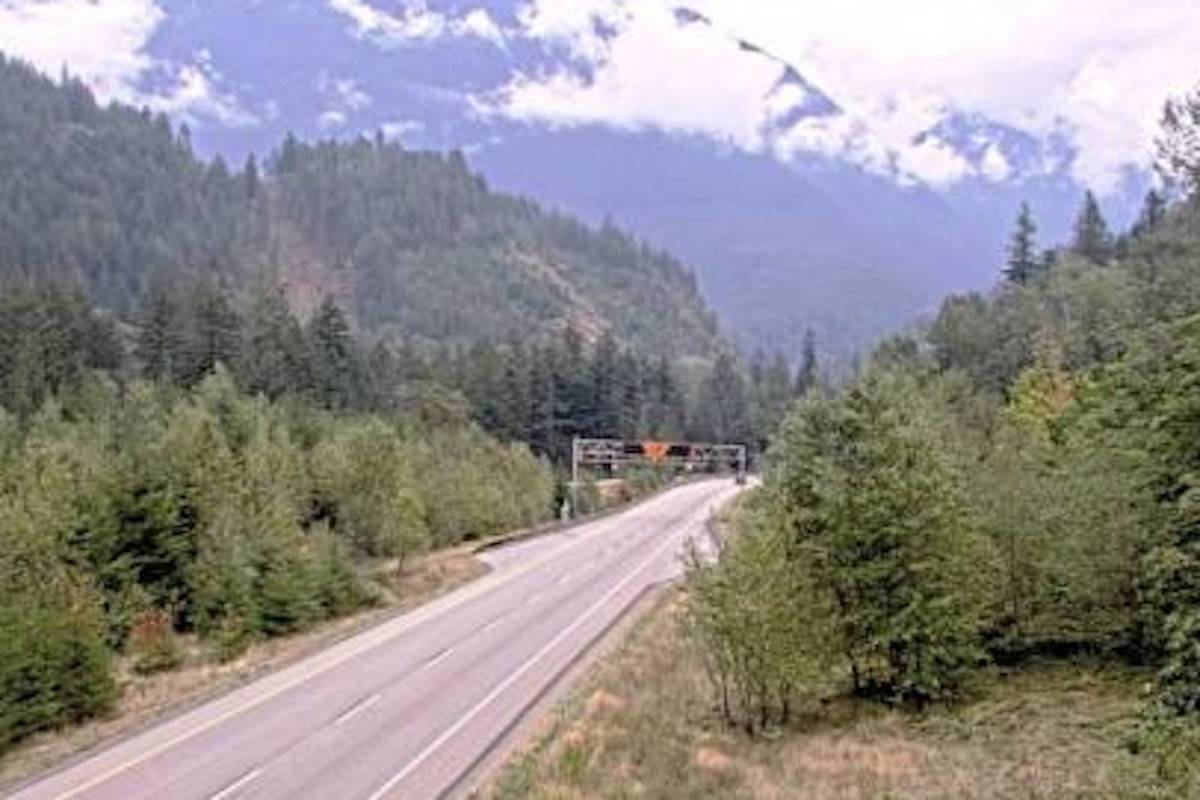 Highway 5 at Othello, about 11 km east of Hope. (DriveBC)