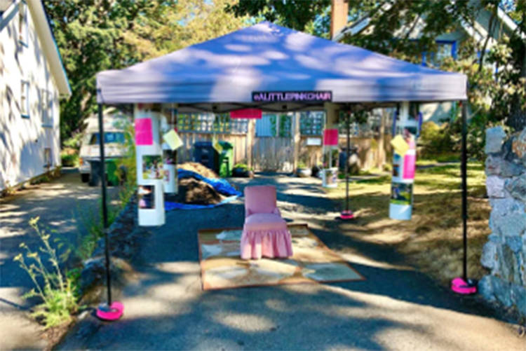 Little Pink Chair exhibit by Bill Fosdick from the 2020 Out There Art Festival. Pop-up performances will return to the Alter Arts Society’s Out There Art Festival this summer, with acts from 2020 including opera, rollerskating, storytelling, live music and giant walking puppets. (Courtesy of the Alter Arts Society)