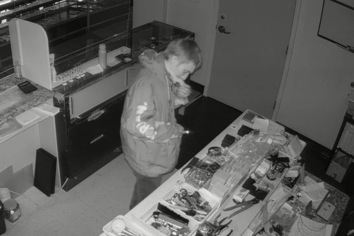 Nanaimo RCMP seek help identifying a man alleged to have broken into Gold Silver Guy store on Townsite Road on Aug. 10. (Submitted photo)