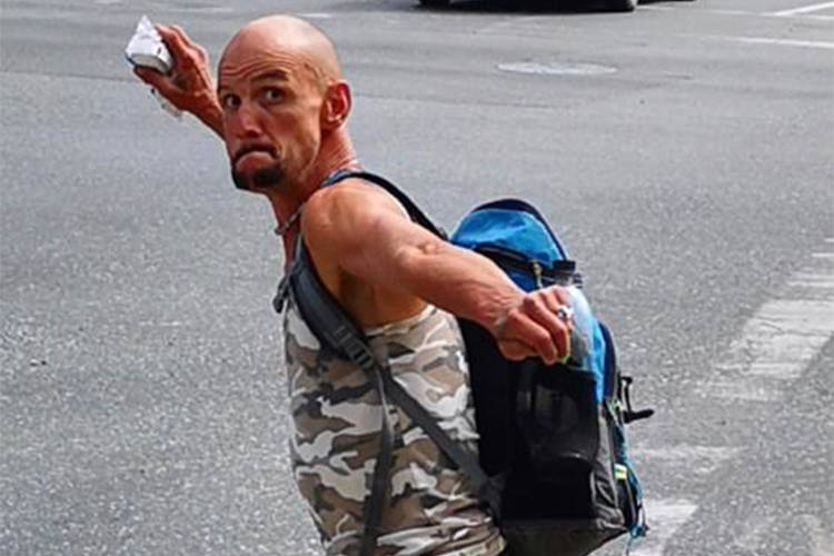 VicPD was called Wednesday (Aug. 18) by a business owner who reported a man had damaged a sign outside his business in the 2500-block of Government Street. (Courtesy VicPD)