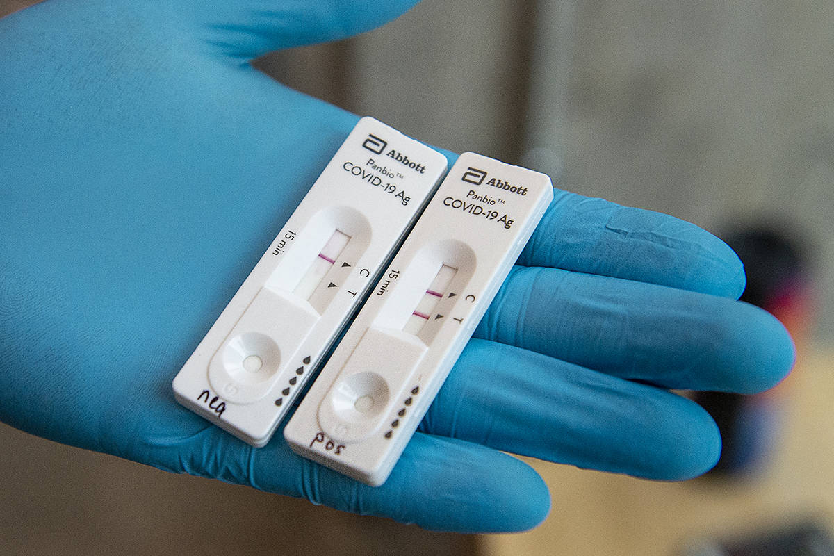 An Abbott Laboratories Panbio COVID- 19 Rapid Test device is displayed at a pop-up COVID-19 testing site on the Dalhousie University campus in Halifax on Wednesday, Nov. 23, 2020. THE CANADIAN PRESS/Andrew Vaughan