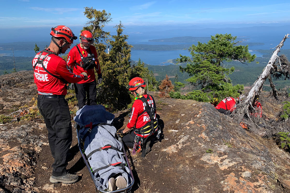 Arrowsmith Search and Rescue rescues an injured quad rider in the Cook Creek area on Vancouver Island on Wednesday, Aug. 18, 2021. (Arrowsmith Search and Rescue)