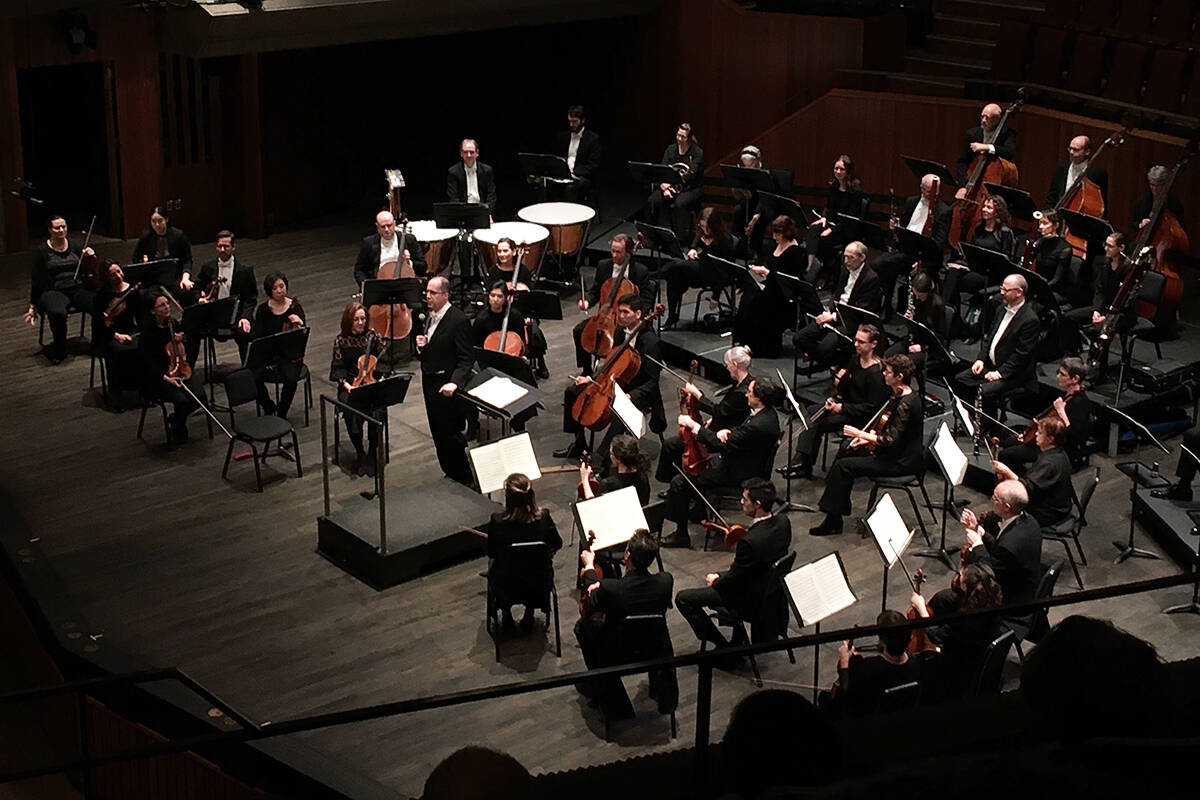 The Victoria Symphony orchestra in the midst of performing one of Beethoven’s symphonies during its Beethoven 250 celebrations at UVic’s Farquhar Auditorium, marking the birth of the great composer. (Black Press Media file photo)