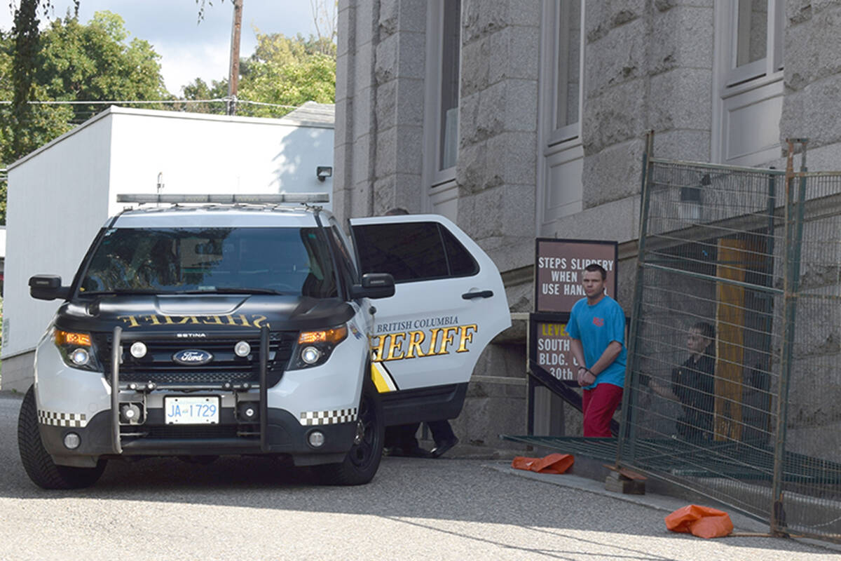 Curtis Sagmoen can be seen leaving the courthouse in Vernon following Day 2 of his trial on Tuesday, Sept. 10, 2019. (Caitlin Clow - Vernon Morning Star)
