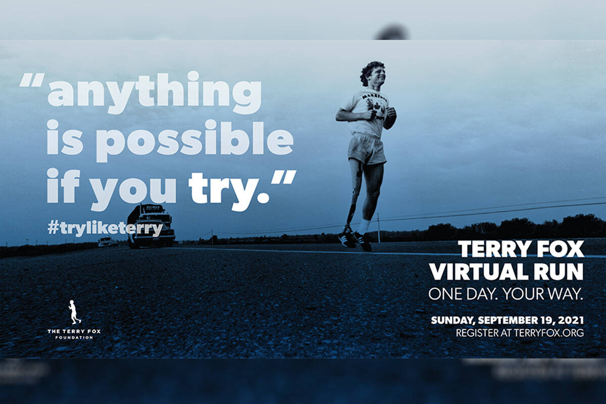 Terry Fox Run will be held virtually on Sept. 19, 2021. (Terry Fox Foundation/Facebook)