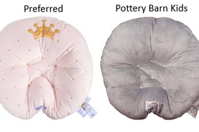 Recalled Boppy Original Newborn Lounger (left), Boppy Preferred Newborn Lounger (middle), and Pottery Barn Kids Boppy Newborn Lounger (right). The loungers were sold in a variety of colours and fashions. (Health Canada photo)