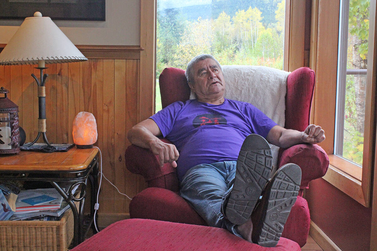 Roy Henry Vickers talks about art, residential schools, mourning and reconciliation at his home in the Kispiox Valley Sept. 24, 2021. (Thom Barker photo)