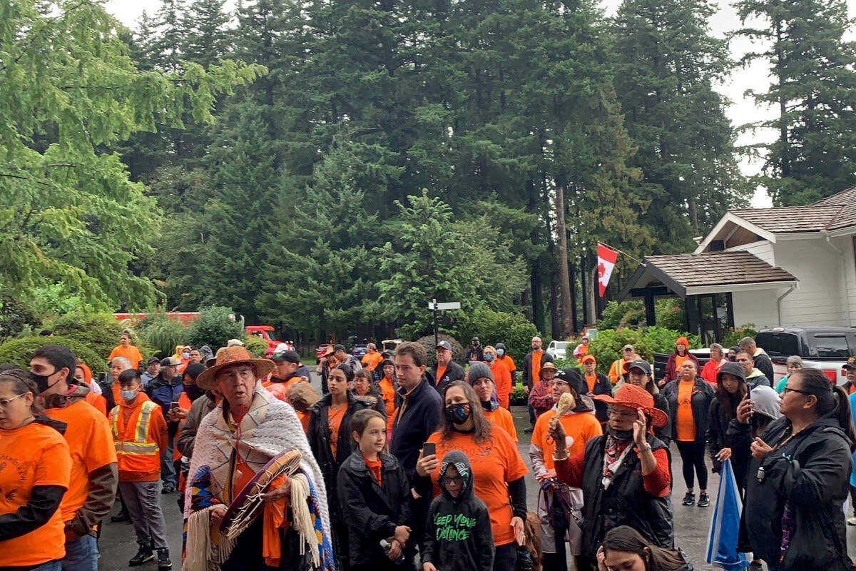 Hundreds gathered to honour the inaugrual National Day for Truth and Reconciliation on Thursday, Sept. 30. They walked nearly four kilometres to bring awareness and healing to residential school survivors and victims. (Adam Louis/Observer)