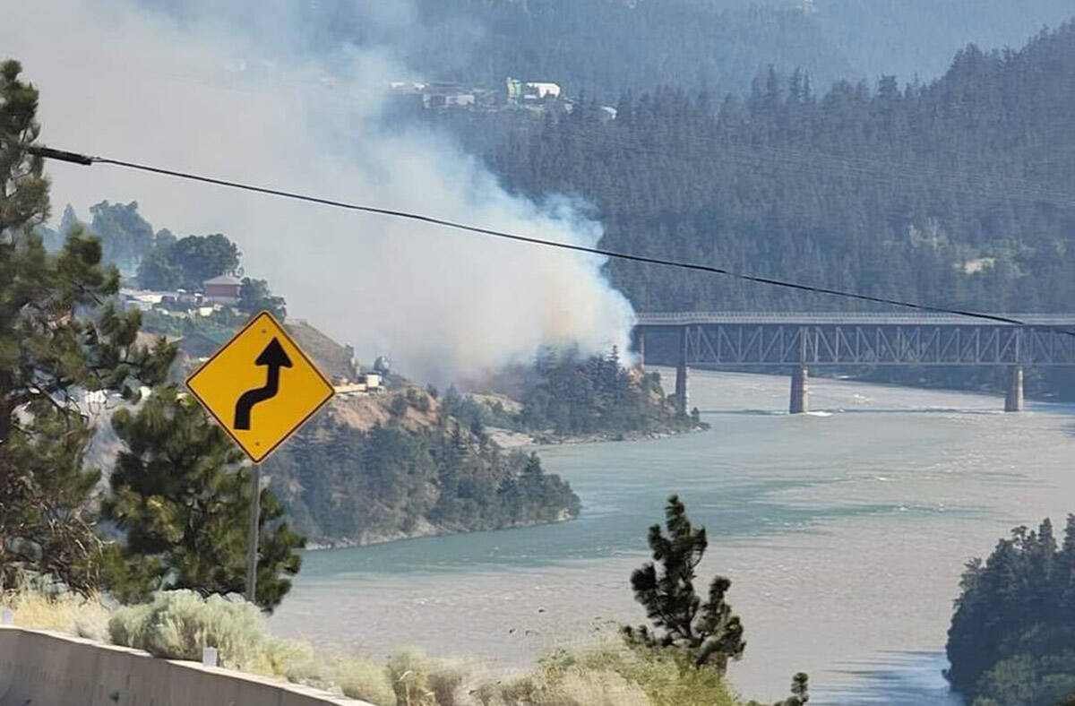 Wildfire in Lytton, B.C., seen on June 30, 2021. (@guyatsfu/Twitter)