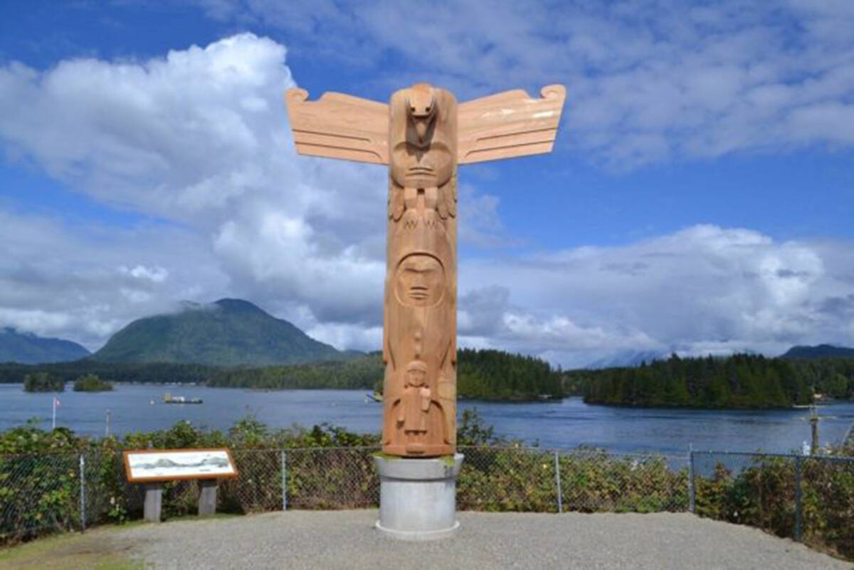 Tla-o-qui-aht First Nation master carver Joe David gifted this totem pole to the District of Tofino in 2018 to recognize the community’s presence within the First Nation’s traditional territory. (Westerly file photo)