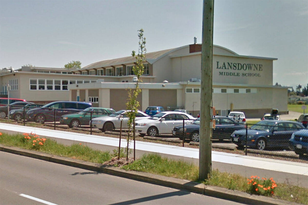Lansdowne Middle School was one of four Greater Victoria schools added to Island Health’s COVID-19 exposure list over the weekend. (Google Streetview)
