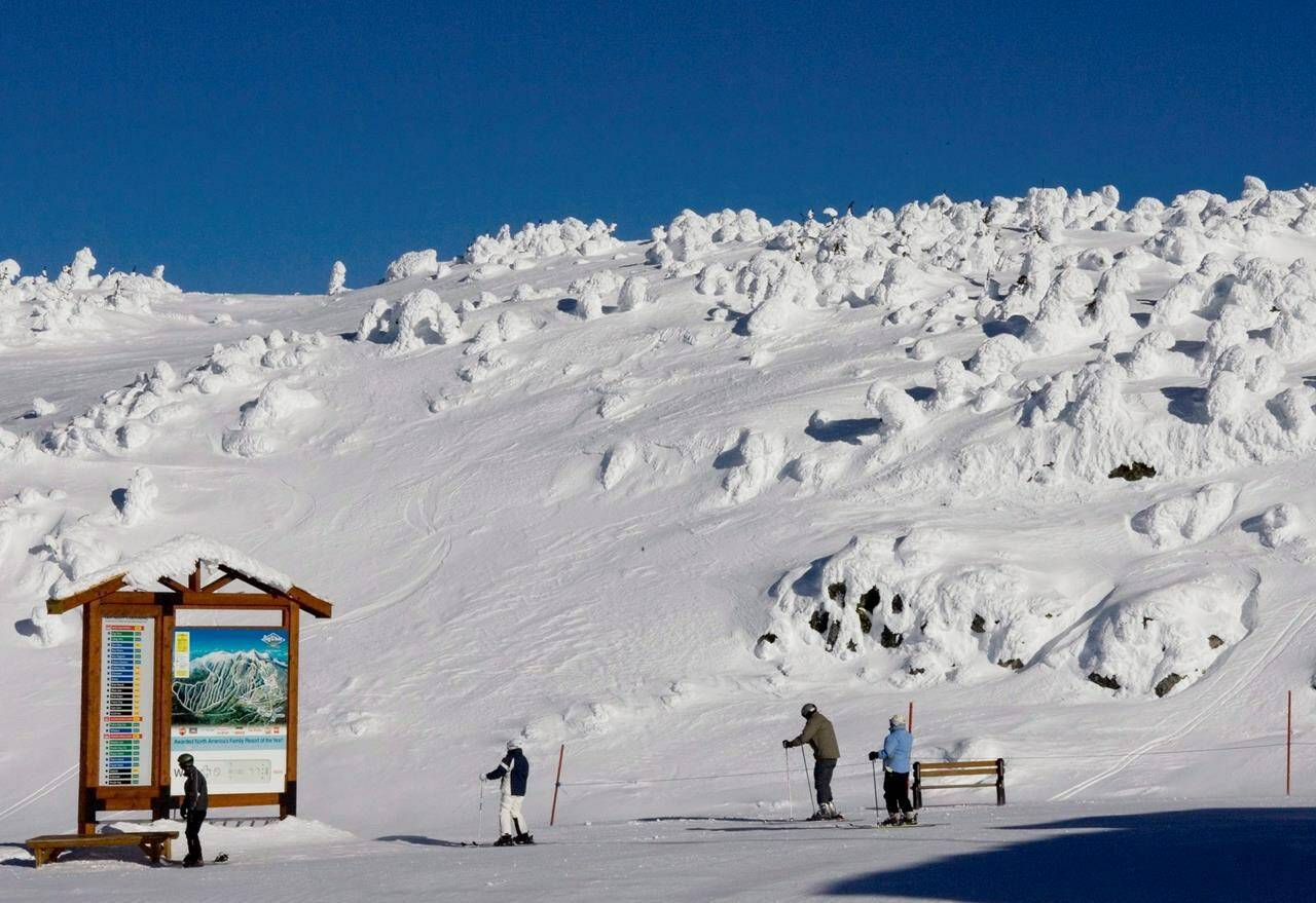 Skiers stands at the top of Big White ski resort in Kelowna, B.C., Friday, Jan. 26, 2007. Canadian ski resorts, including Big White, that rely on Canada’s backlogged visa approval service are facing a labour shortage this season. THE CANADIAN PRESS/Jacques Boissinot