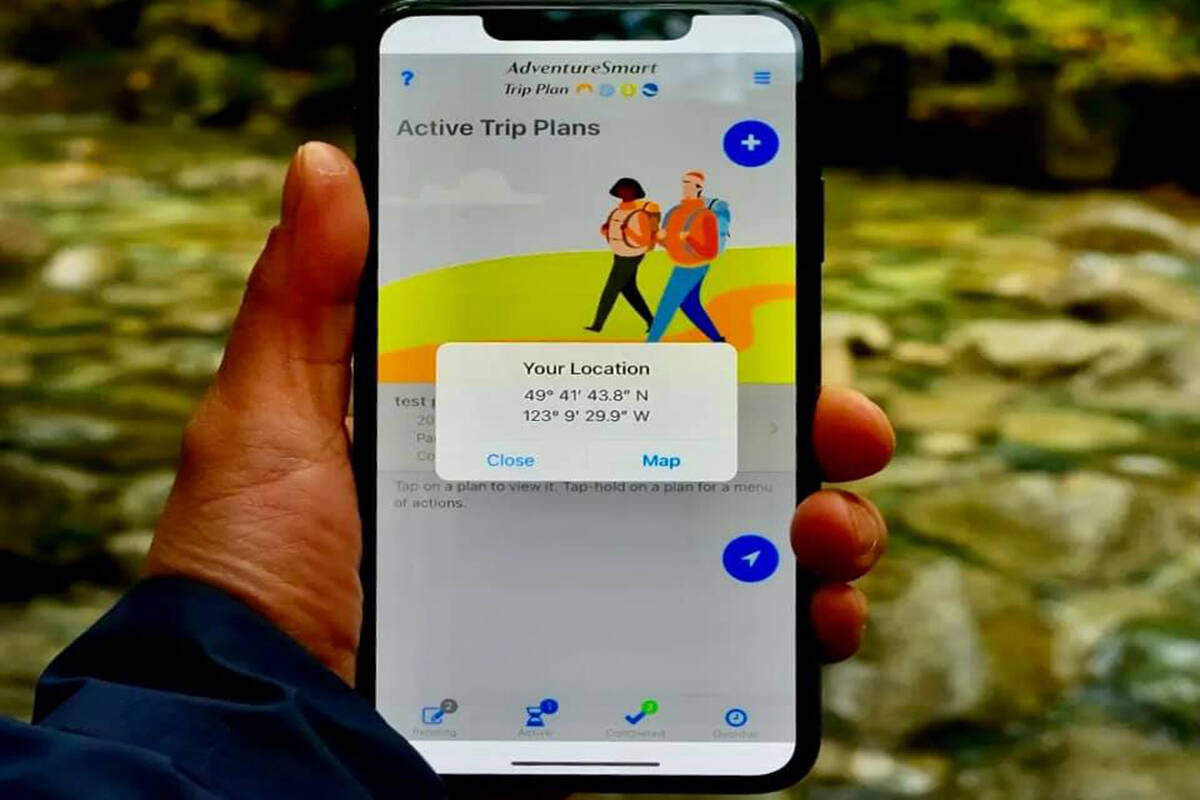 BC Adventure Smart has a trip planning app that allows users to make a trip plan and send it to a friend or family member. The app is available for free. (BC Adventure Smart file)