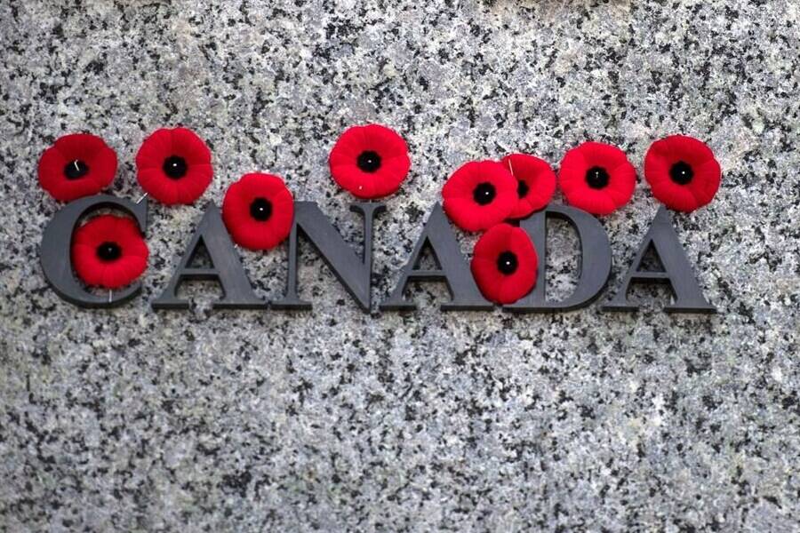 Poppies are seen on the National War Memorial after Remembrance Day ceremonies, in Ottawa on Sunday, Nov. 11, 2018. The Royal Canadian Legion is hoping to return to a sense of normalcy with its annual poppy campaign this year, thanks to fewer COVID-19 restrictions in place across the country. THE CANADIAN PRESS/Justin Tang