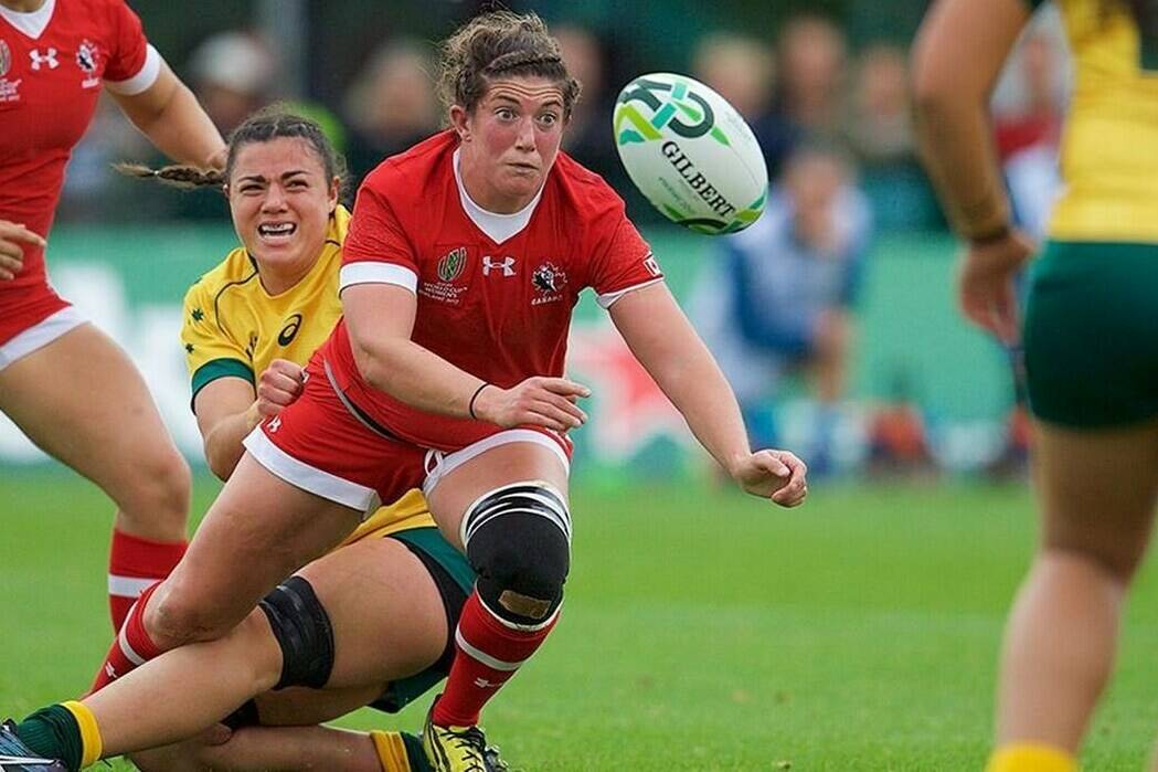 Veteran forward Laura Russell, here in action against Australia, and the third-ranked Canadian women’s rugby 15s returned to action for the first time in almost two years, beating the U.S. 15-9 in Denver on Monday. The teams meet again there this Friday. (THE CANADIAN PRESS/HO – Rugby Canada)