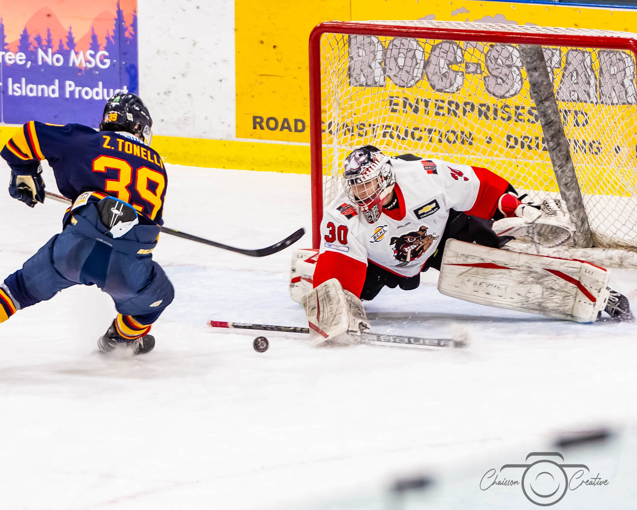 Alberni Valley Bulldogs goaltender Hobie Hedquist was named the first star after an Oct. 30 shootout win. (PHOTO COURTESY CHAISSON CREATIVE)