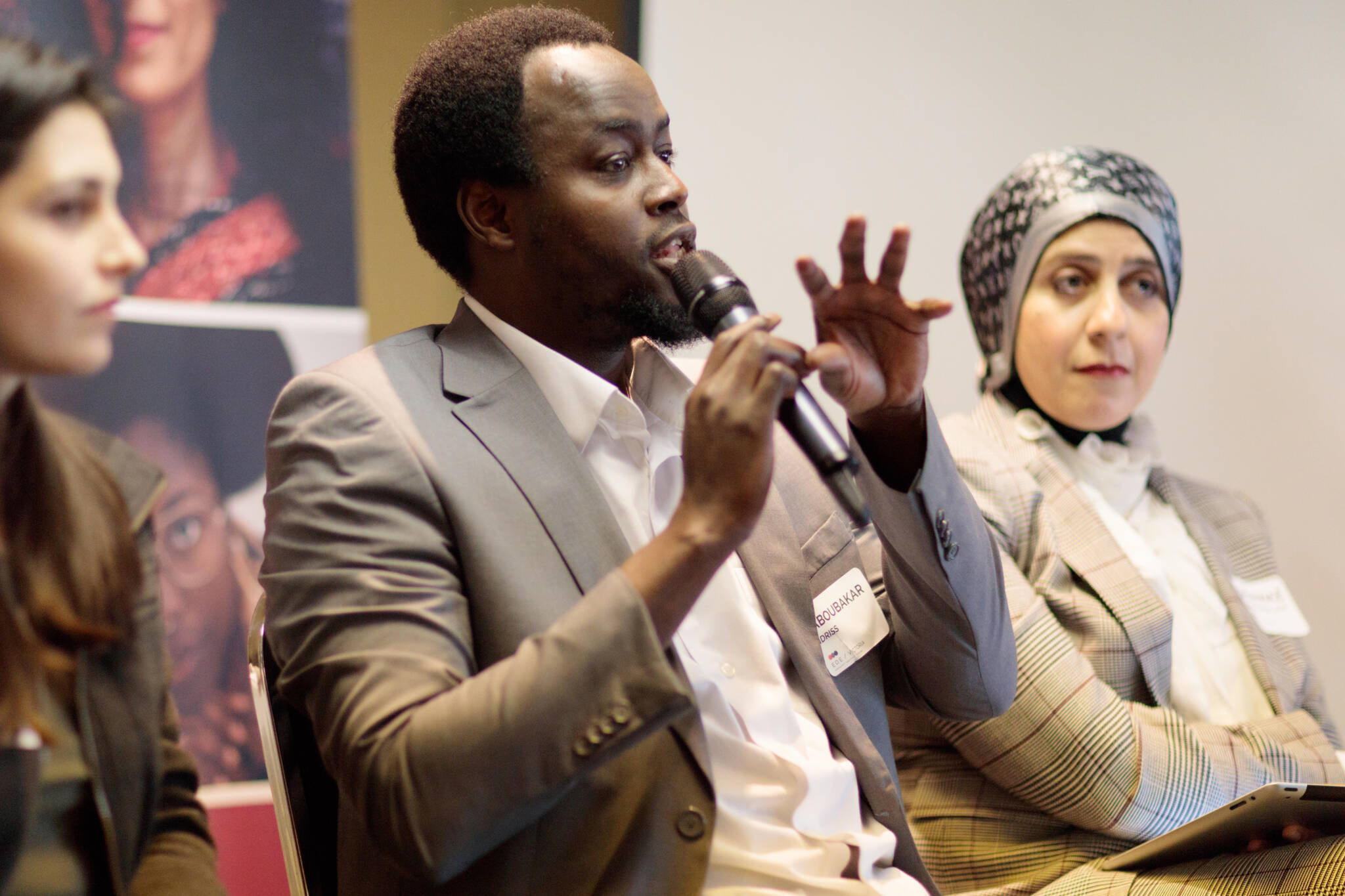 Aboubakar Idriss speaks during a previous Employment Opportunity Exchange. The event returns on Nov. 23 with the goal of helping newcomers and employers connect and learn together. (Photo Courtesy of John-Evan Snow)
