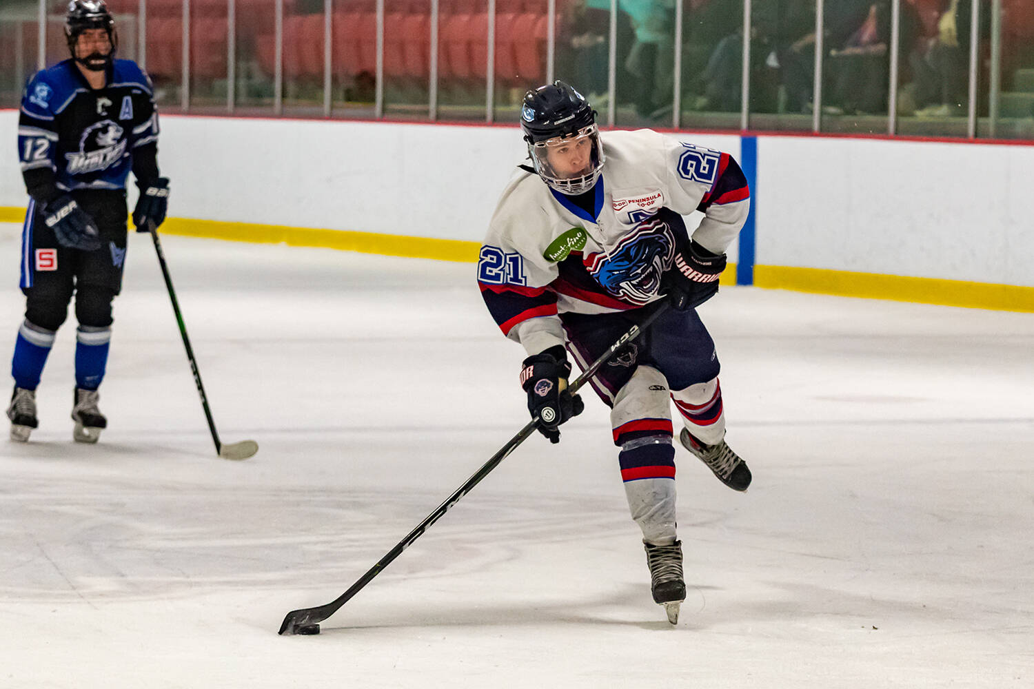 Logan Speirs scored his 20th goal of the season 40 seconds into the first overtime to give the Panthers a 5-4 victory over the Westshore Wolves. (Photo courtesy of Christian J. Stewart Photography)