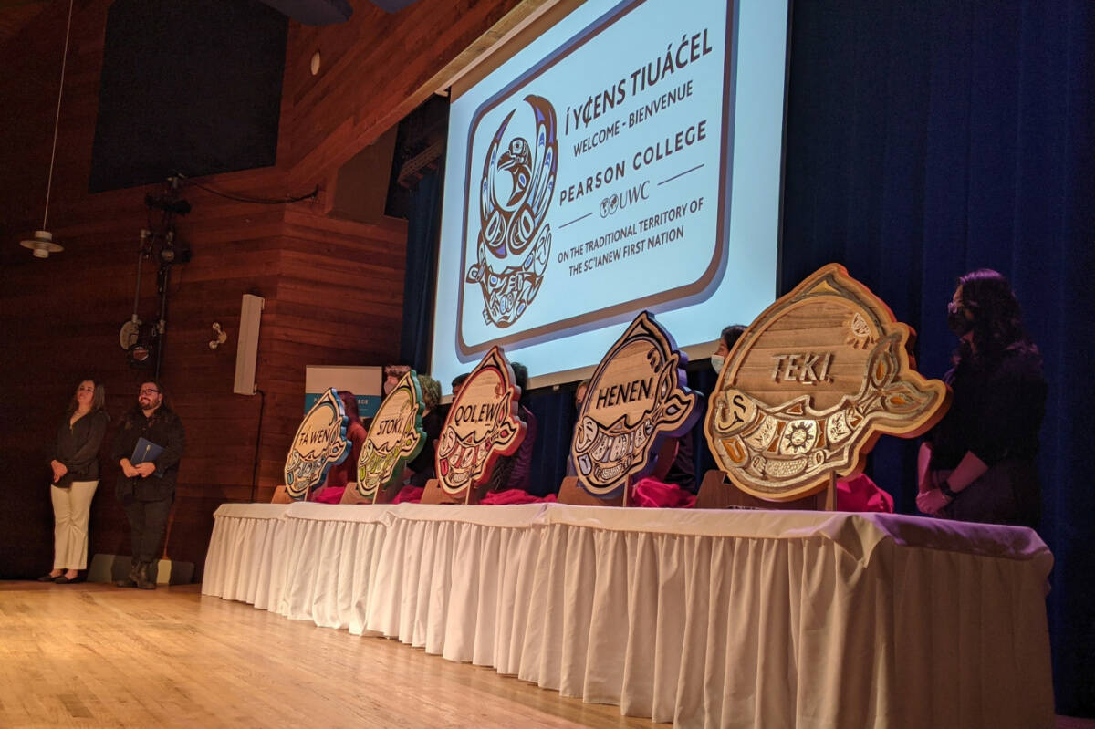 Pearson College unveiled new SENCOTEN language names and artwork for its five student residences on Nov. 18. (Photo Courtesy of Pearson College/Facebook)