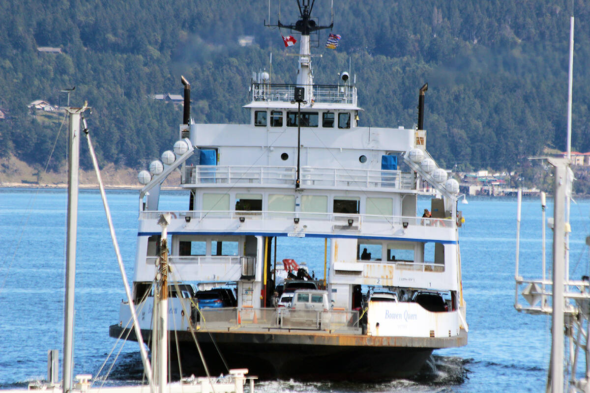 The Bowen Queen pulls away from the Crofton dock and heads towards Salt Spring Island. The Bowen Queen will be taking over the Quadra Island/Campbell River route for the week. (Photo by Don Bodger)