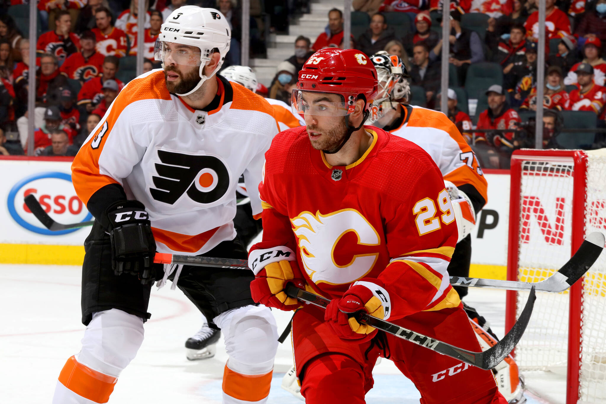 Dillon Dubé (right) grew up in Golden, which he says helped develop him into the hockey player he is today. Dubé now plays for the Calgary Flames, and has previously captained Team Canada at the World Juniors Championships. (Calgary Flames photo)