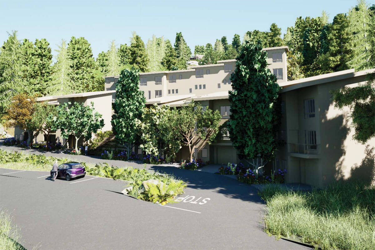 Rendering shows a portion of a proposed townhome development for Drummond Way in Colwood. At public hearings for this and one other proposal Dec. 1, residents raised multiple concerns with the developments in their current form. (Courtesy City of Colwood)