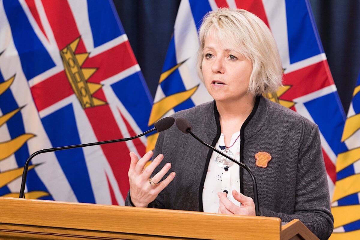 Provincial health officer Dr. Bonnie Henry announces bars closing and other restrictions for parts of northern B.C., Oct. 14, 2021. Those restrictions have been expanded to all of the Northern Health region until Jan. 31, 2022. (B.C. government photo)