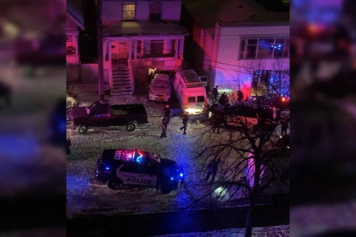 Officers responded to a collision on Amelia Street following a 3 a.m. police chase. (Submitted photo)