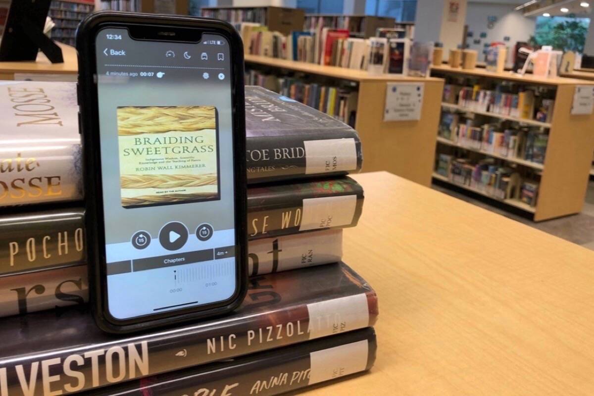 Braiding Sweetgrass: Indigenous Wisdom, Scientific Knowledge and the Teachings of Plants by Robin Wall Kimmerer topped the list for most borrowed eaudiobooks at the Vancouver Island Regional Library in 2021. (Photo courtesy VIRL)