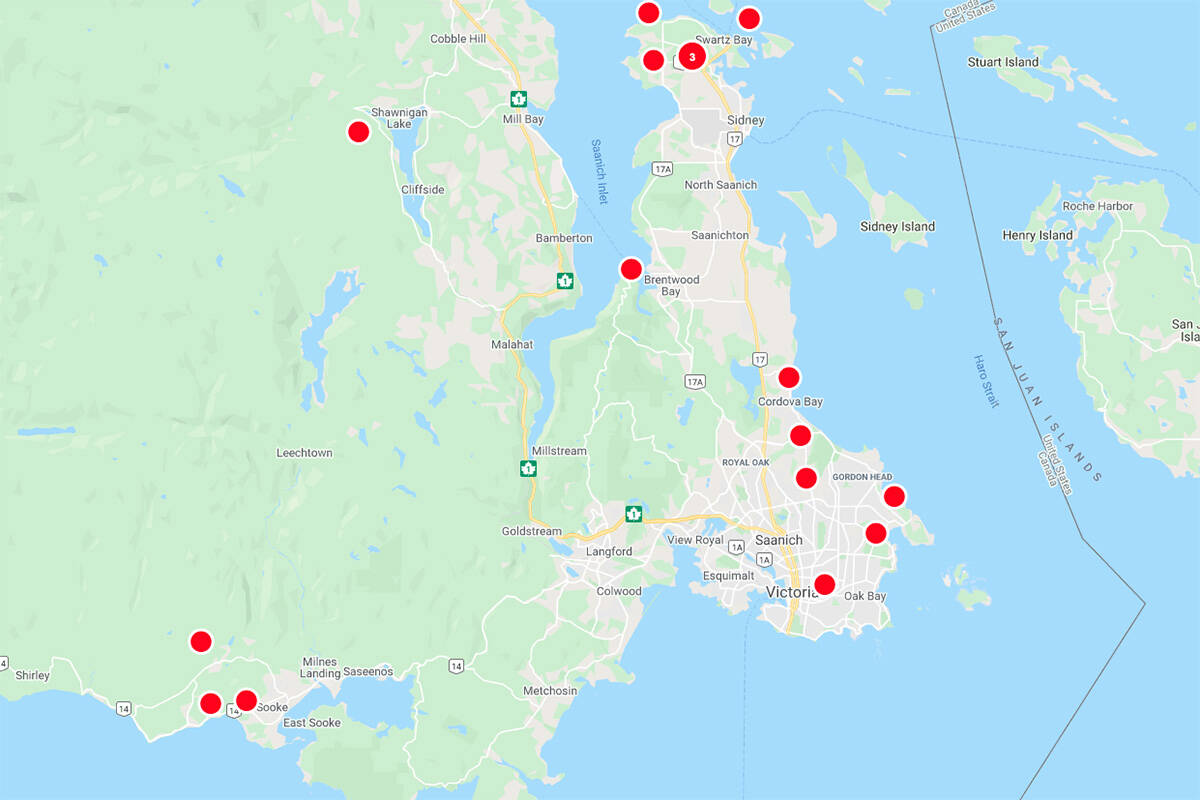 Snowy conditions have left close to 7,000 BC Hydro customers without power in Greater Victoria Thursday morning. (BC Hydro)