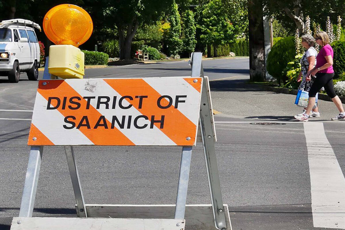 It’s local traffic only during the day while the District of Saanich undertakes water main replacement on Forrester Road. (Photo courtesy of the District of Saanich/Twitter)