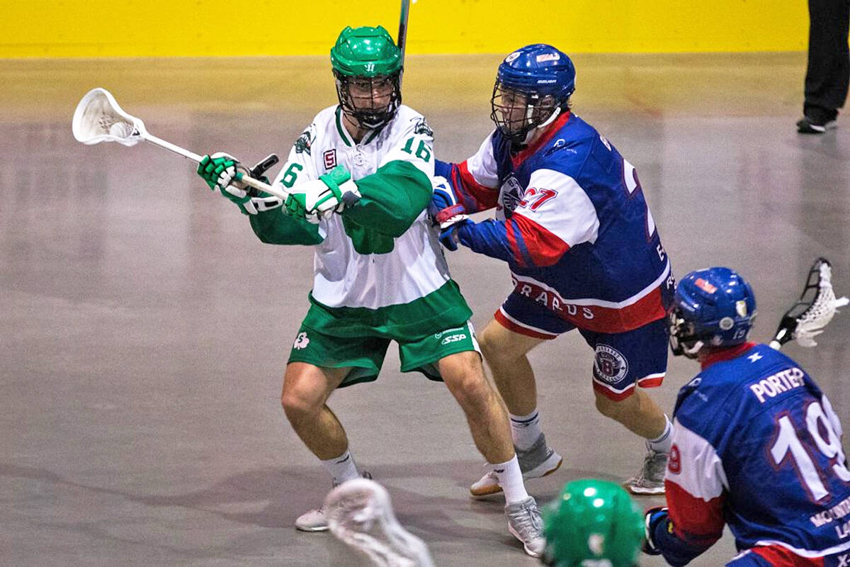 The Western Lacrosse Association’s Victoria Shamrocks, here in action in the 2019 finals against New Westminster, stocked their roster with six graduating junior players from the 2022 draft. (Courtesy of Victoria Shamrocks)