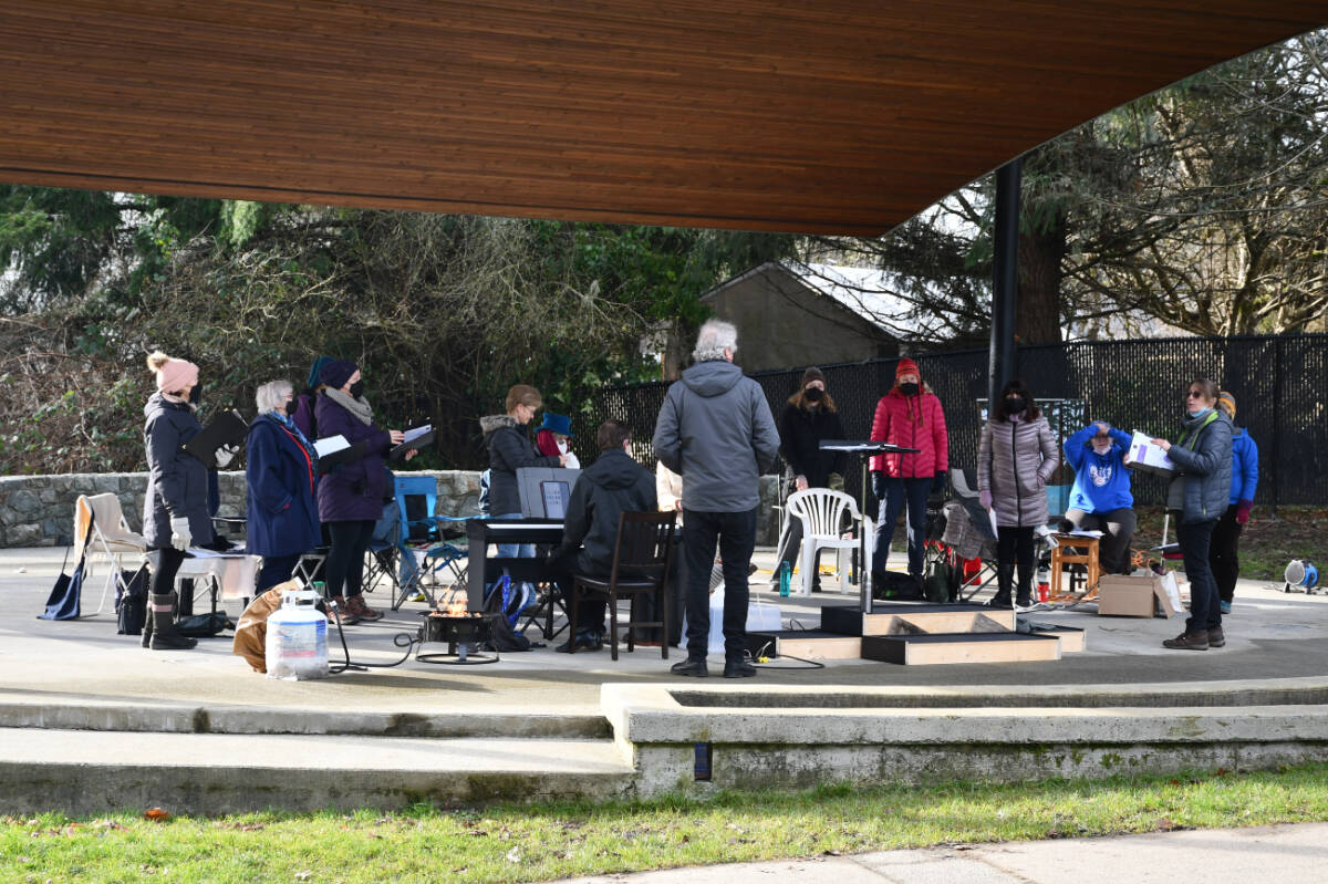 Choral Evolution practiced outdoors and over video calls in the lead-up to their upcoming debut performances, but their dedication to the craft means the shows will go on. (Photo Courtesy of Doug Titchkosky)