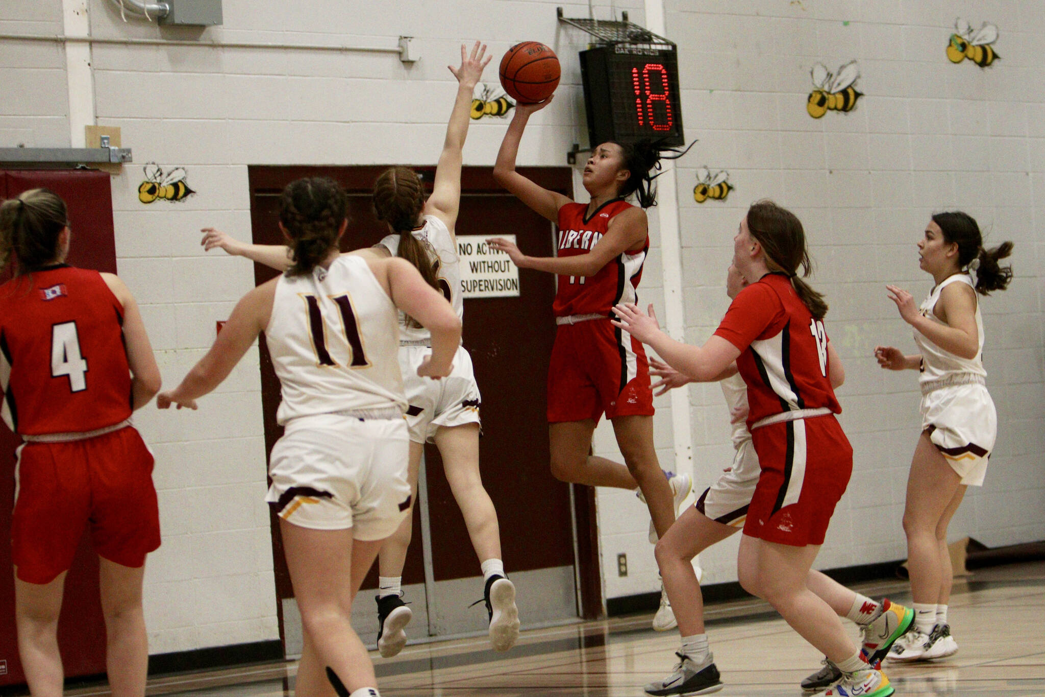 ADSS player Jenelle Johnson-Sabbas makes a shot during the final game against Stelly’s on Saturday, Feb. 19. (PHOTO COURTESY TANYA RUST)