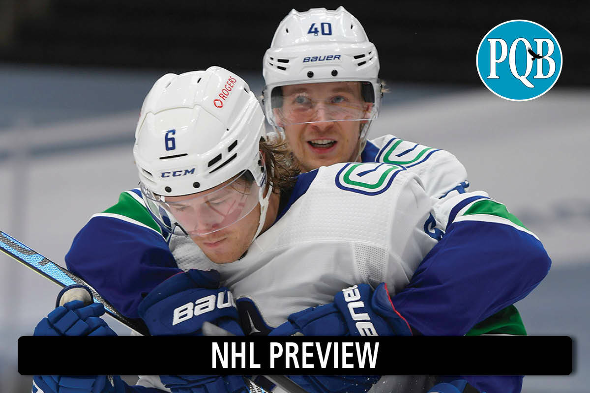 Vancouver Canucks players Brock Boeser (6) and Elias Pettersson (40). THE CANADIAN PRESS/Dale MacMillan