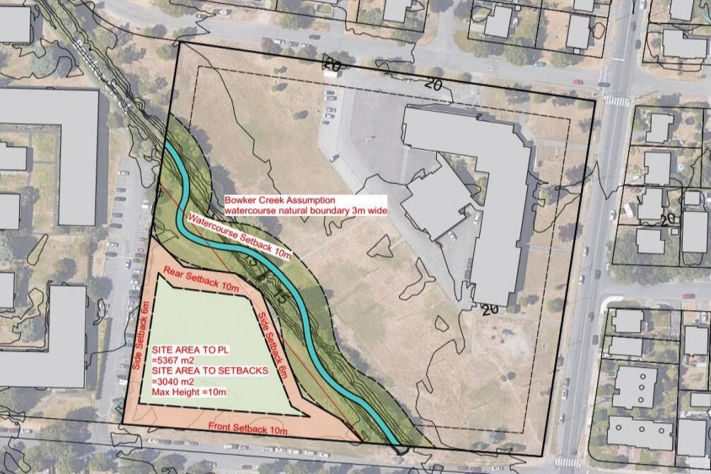The updated plan for Victoria Hospice Society work on Bowker Creek should the School District 61 Lansdowne land sale be approved. (Victoria Hospice Society). (Courtesy of Victoria Hospice Society)