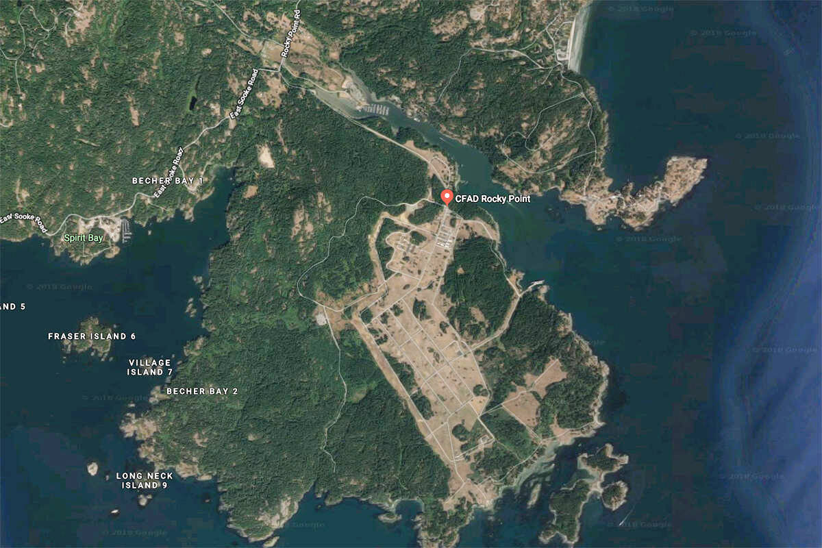 The Department of National Defence is conducting controlled burns at Rocky Point from March 10 to 26. (Google Maps)